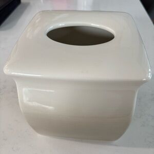 Warmsutta Hand Pained Ceramic Square Tissue Holder in Shades of Beige Tan &Taupe